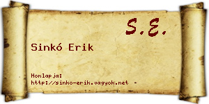 Sinkó Erik névjegykártya